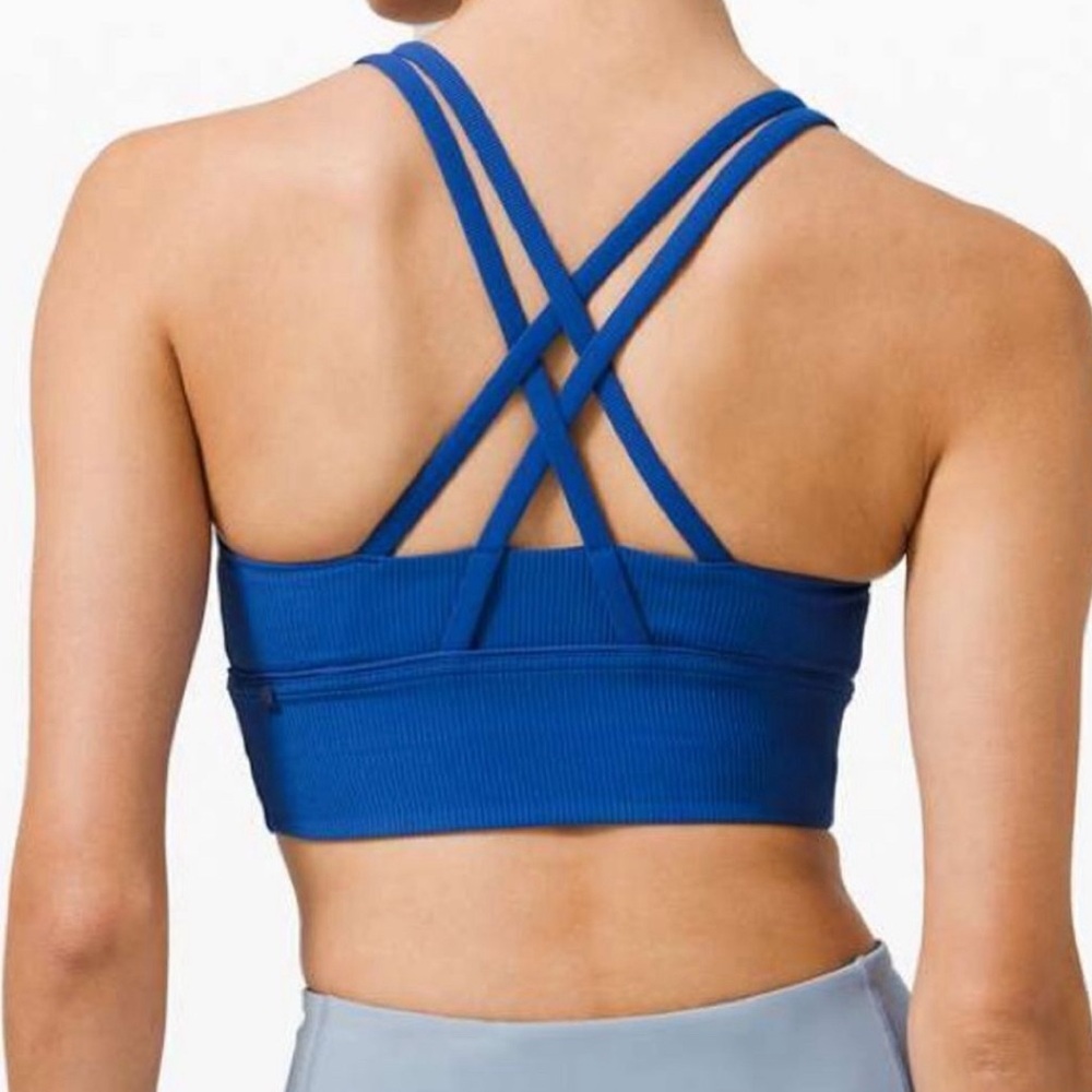 Lululemon Energy Bra Long Line Ribbed Regatta Blue 6 - Picture 1 of 9